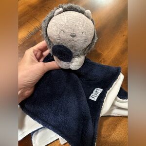Carters Just One You Roar Lion Navy Blue Gray Plush Security Blanket Lovey 15"